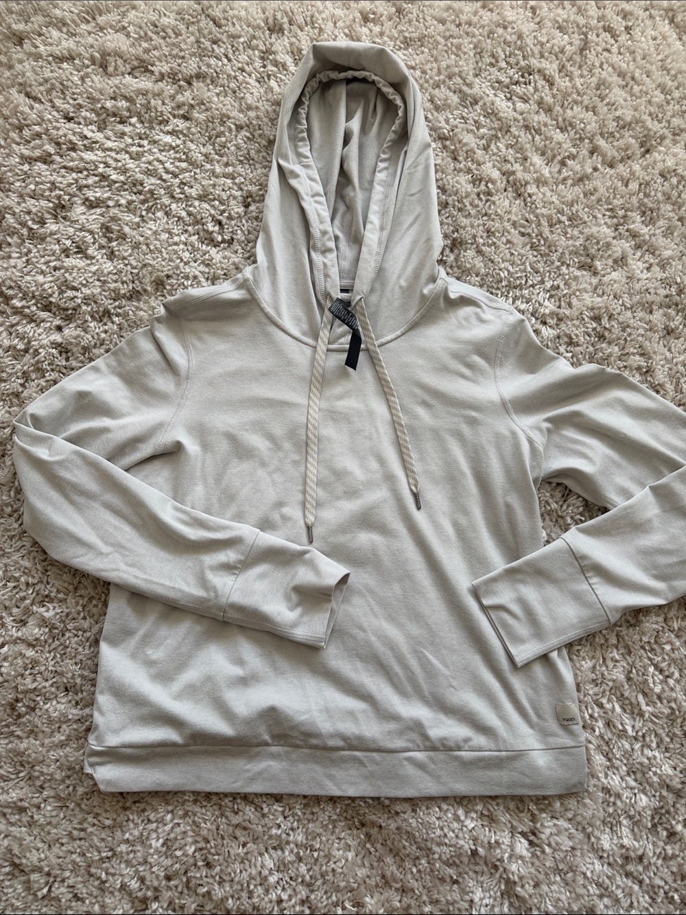 Vuori Cream Hooded Sweatshirt with Subtle Logo Patch
